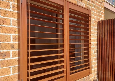 Aluminium Shutters Hinged Configuration 90mm Colour Cedar #1