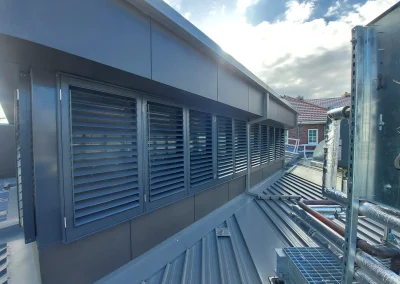 Aluminium shutters 90mm Hinged Configuration Colour Monument #2